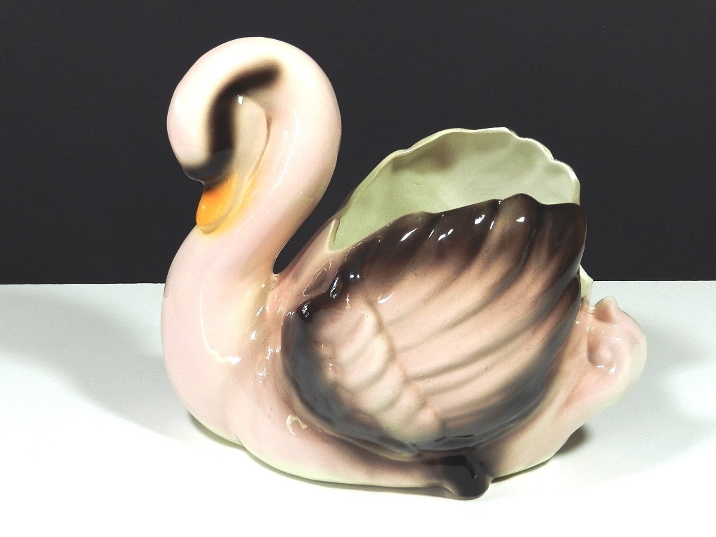 Vintage Art Deco Swan Ceramic Planter 