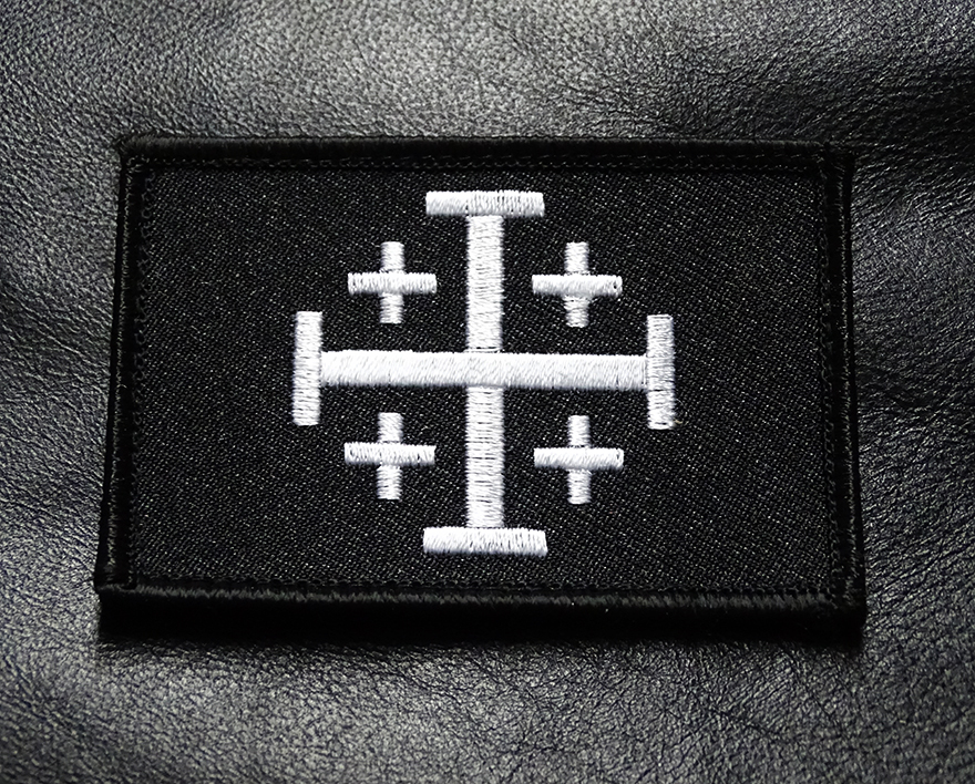 JERUSALEM CROSS INFIDEL CRUSADER blk/white HOOK PATCH (JR7)