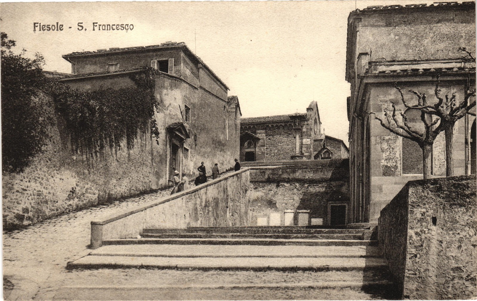 Fiesole Italy San Francesco Postcard Antique Tuscany Architecture