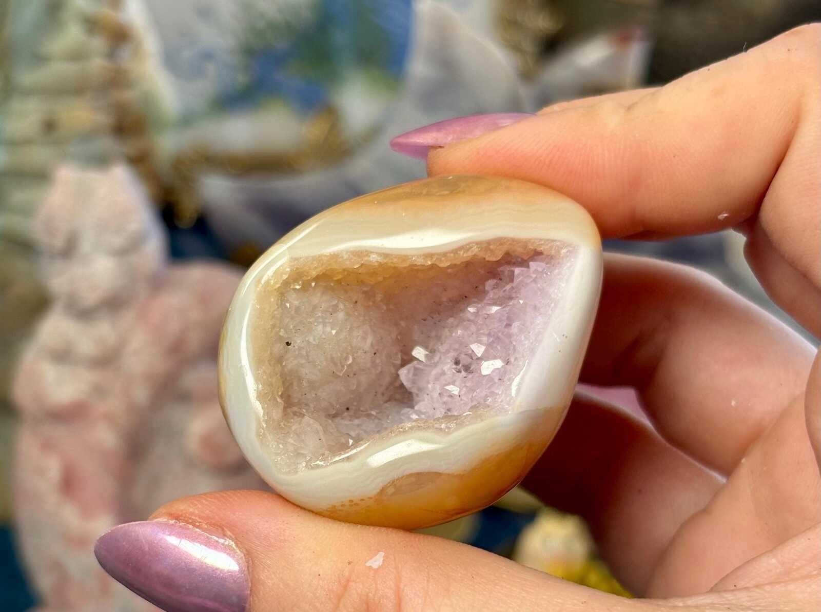 Amethyst Druzy Agate Egg | Lavender Crystal Geode | Polished Natural Agate | Amethyst Druzy Agate Egg | Lavender Crystal Geode | Polished Natural Agate |