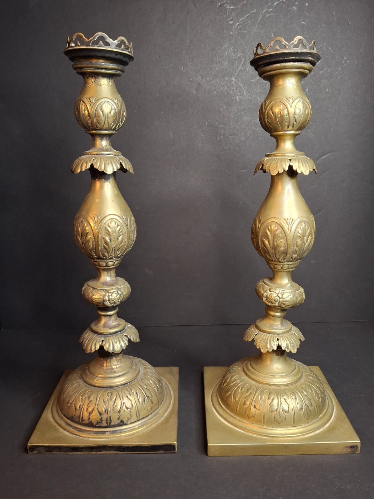 Antique Fraget Warsaw Silver Plate Candlesticks Pair Polish Judaica 3342 13