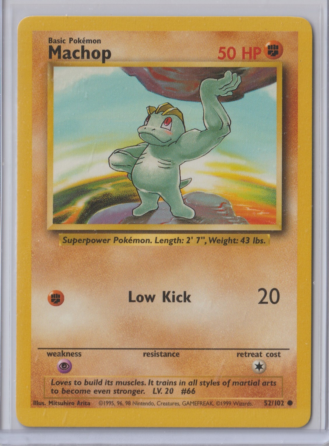 Pokémon 1999 Base Set MACHOP 52/102 MINT Never Played RARE