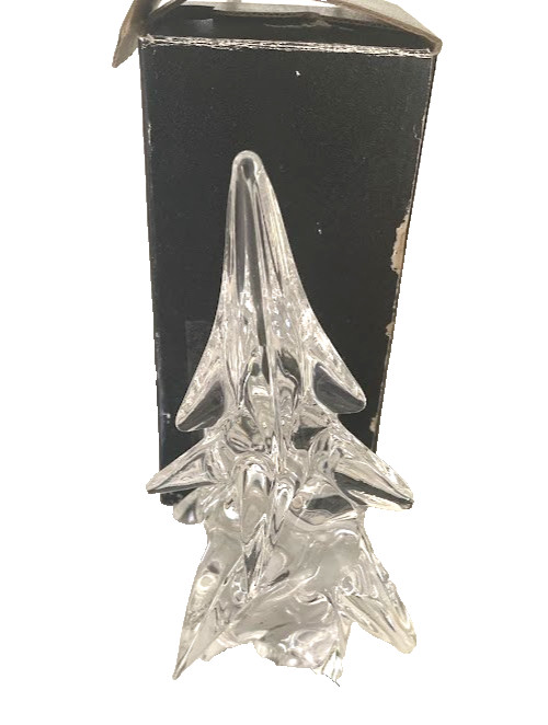 Vintage 25% Lead Crystal clear Glass pointy Christmas Tree 6” paperweight Vintage 25% Lead Crystal clear Glass pointy Christmas Tree 6” paperweight