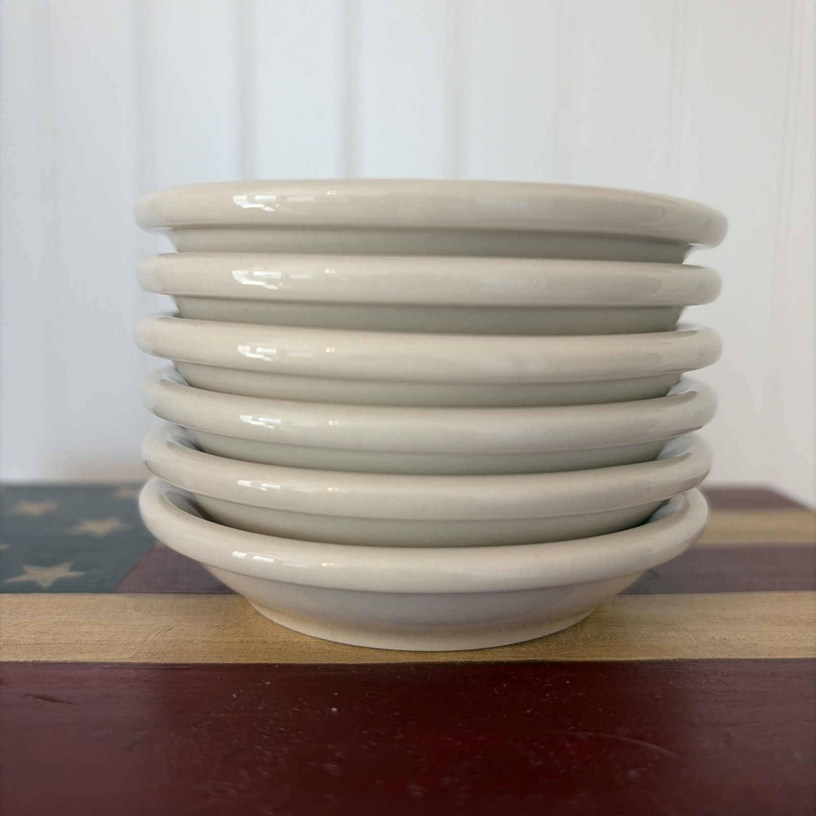 Set Of 6 Vintage Primitive Style Chunky Butter Pats White 3 1/4”  Farmhouse
