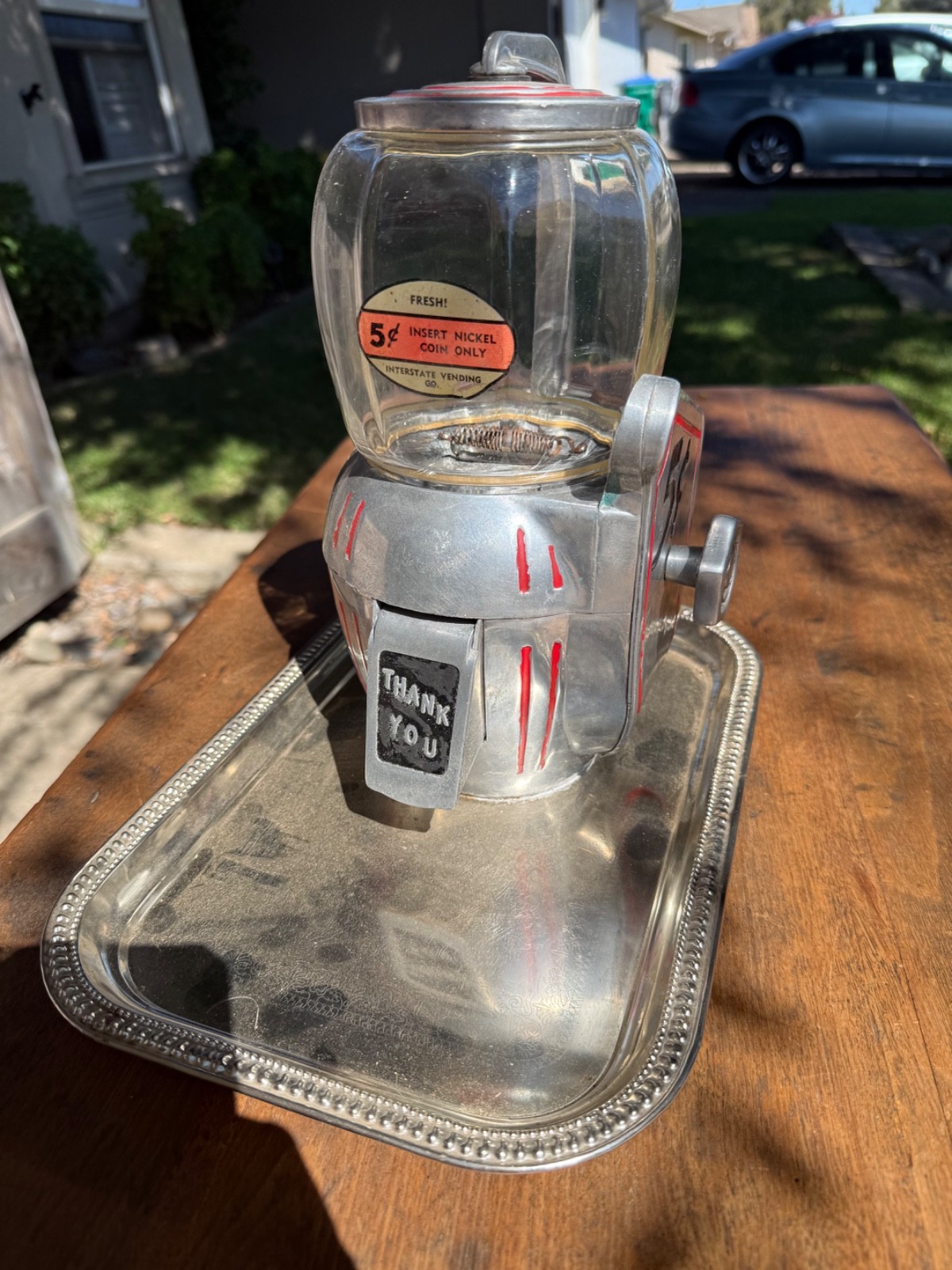 Vintage 1940s Atlas Bantam 5¢ Peanut Vending Machine Glass Globe Working