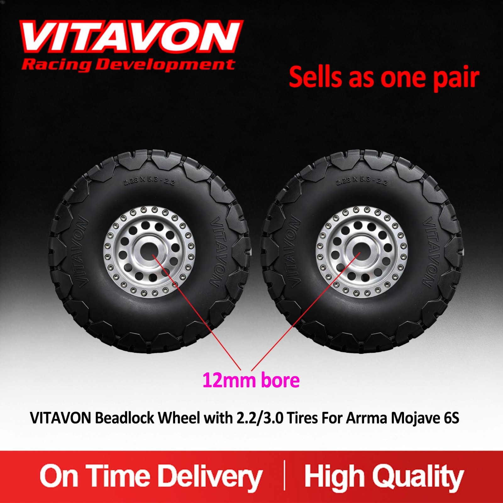 VITAVON Beadlock Wheel with 2.2/3.0 Tires For Arrma Mojave 6S 1/7 VITAVON Beadlock Wheel with 2.2/3.0 Tires For Arrma Mojave 6S 1/7
