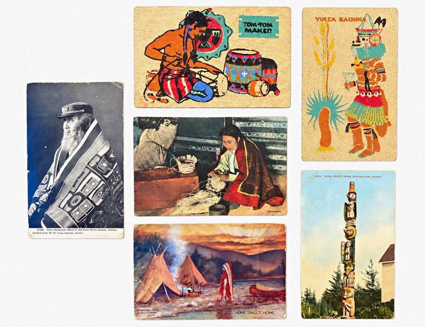 6 Vintage Native American Postcards Alaska Tlingit Taos Hopi Wood 1900s Lot 6 Vintage Native American Postcards Alaska Tlingit Taos Hopi Wood 1900s Lot