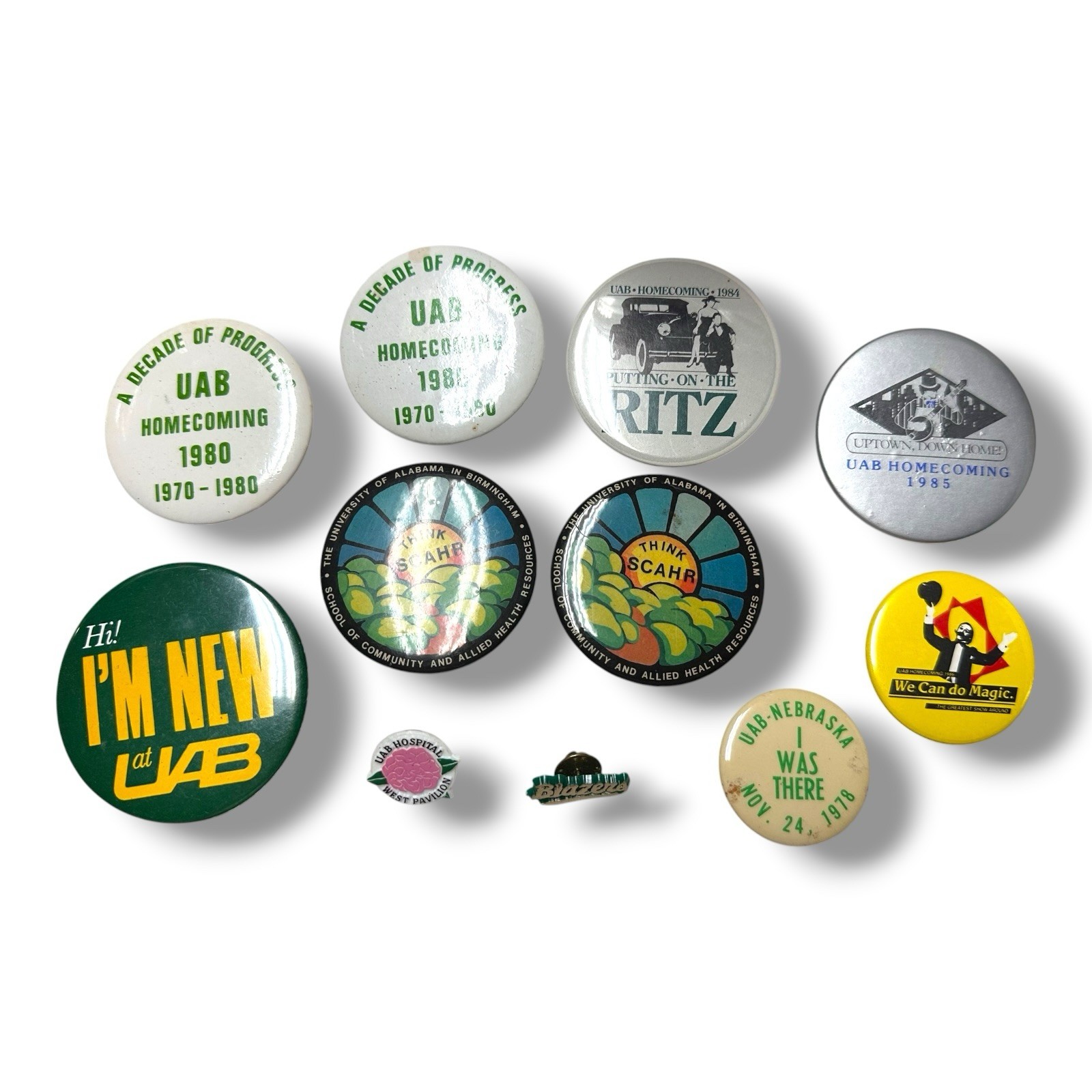 Lot Of 11 Vintage University Of Alabama Birmingham UAB Button Pins Homecoming Lot Of 11 Vintage University Of Alabama Birmingham UAB Button Pins Homecoming