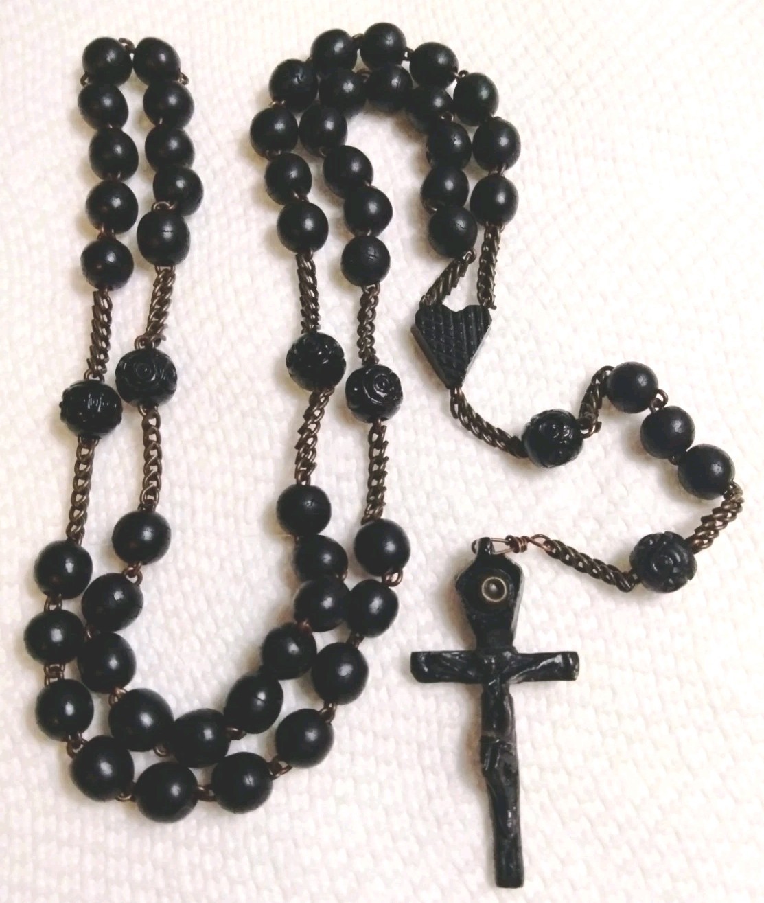 Antique 1870\'s Blessed France Rosary Carved Ebony Stanhope Cross & Beads UNIQUE Antique 1870\'s Blessed France Rosary Carved Ebony Stanhope Cross & Beads UNIQUE