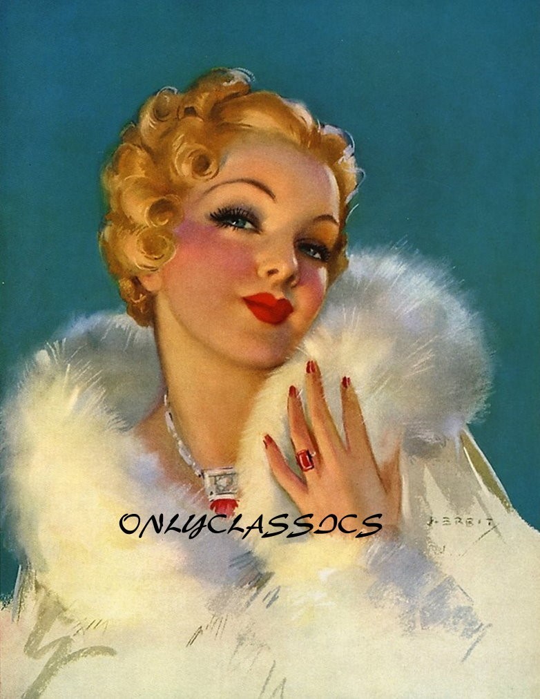 1933 Art Deco Pinup Thos. D. Murphy Rare Jules Erbit Print Jewelry Clad Blonde