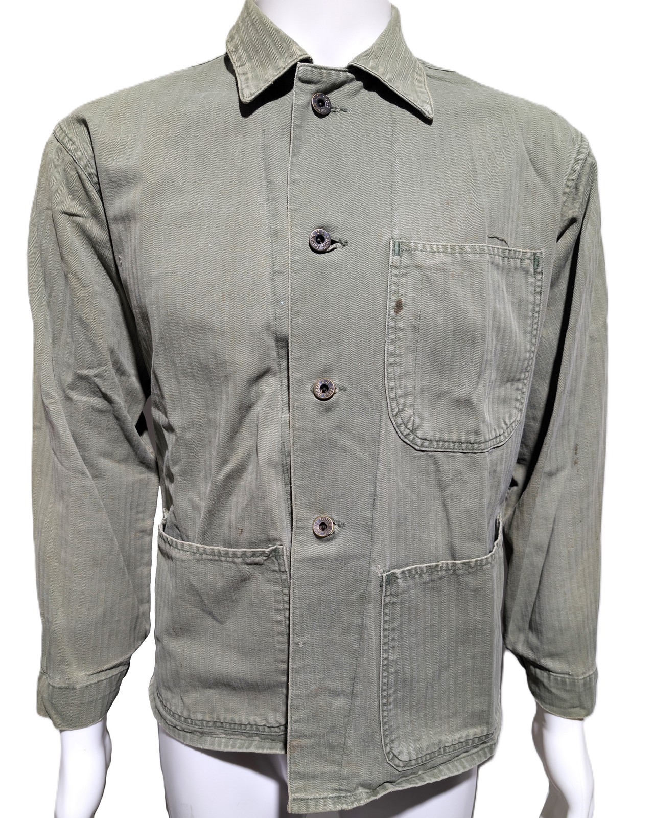 Original WWII USMC P41 HBT Utility Jacket w/ Faint EGA Stencil (42\ Original WWII USMC P41 HBT Utility Jacket w/ Faint EGA Stencil (42\