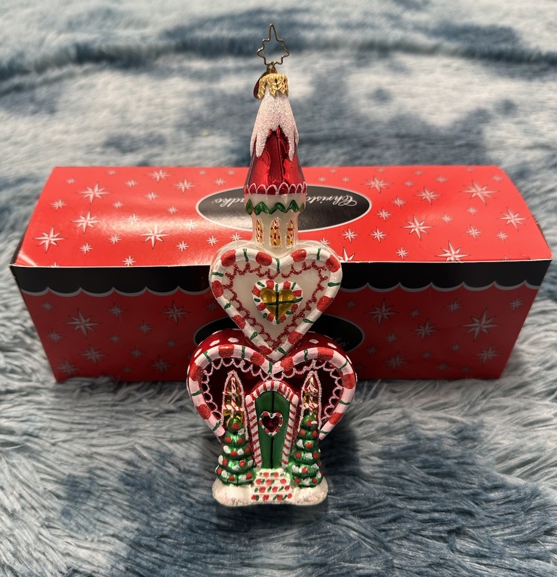 Rare christopher radko christmas ornament gingerbread house Retired