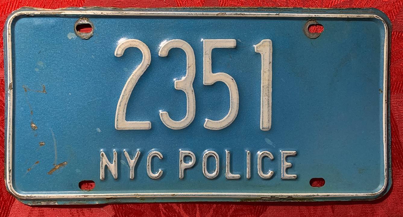 1970s 80s New York City Police License Plate NYPD 1970s 80s New York City Police License Plate NYPD