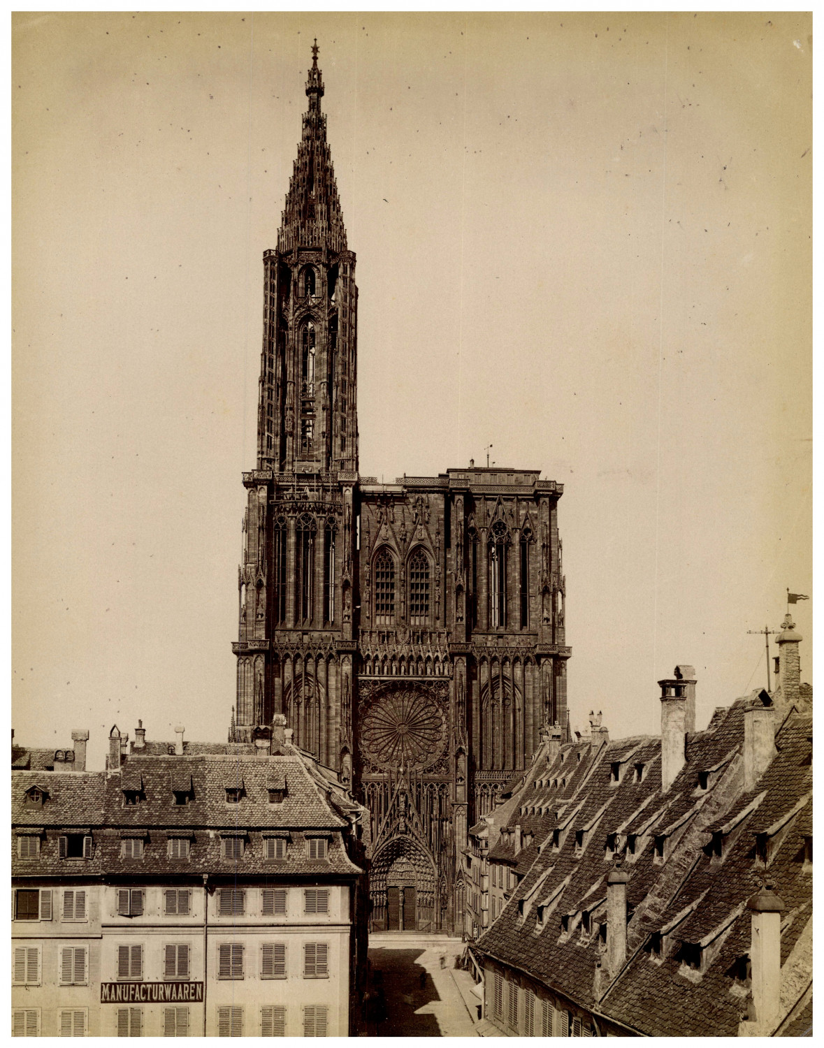 France, Strasbourg, Notre-Dame de Strasbourg Cathedral Vintage Print, Print