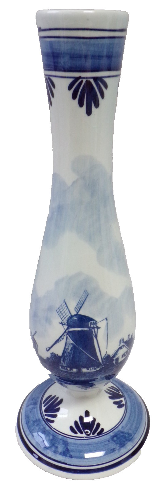 DELFT BLUE HOLLAND VINTAGE CERAMIC BUD FLOWER VASE HAND PAINTED DUTCH WINDMILL DELFT BLUE HOLLAND VINTAGE CERAMIC BUD FLOWER VASE HAND PAINTED DUTCH WINDMILL
