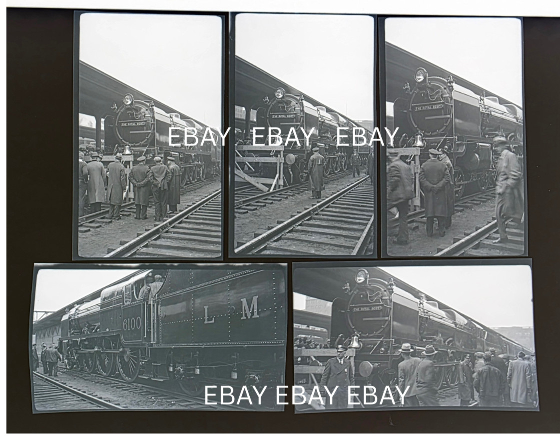 1933 Royal Scot LMS 6100 Boston South Station Steam Train Negatives Lot of 5