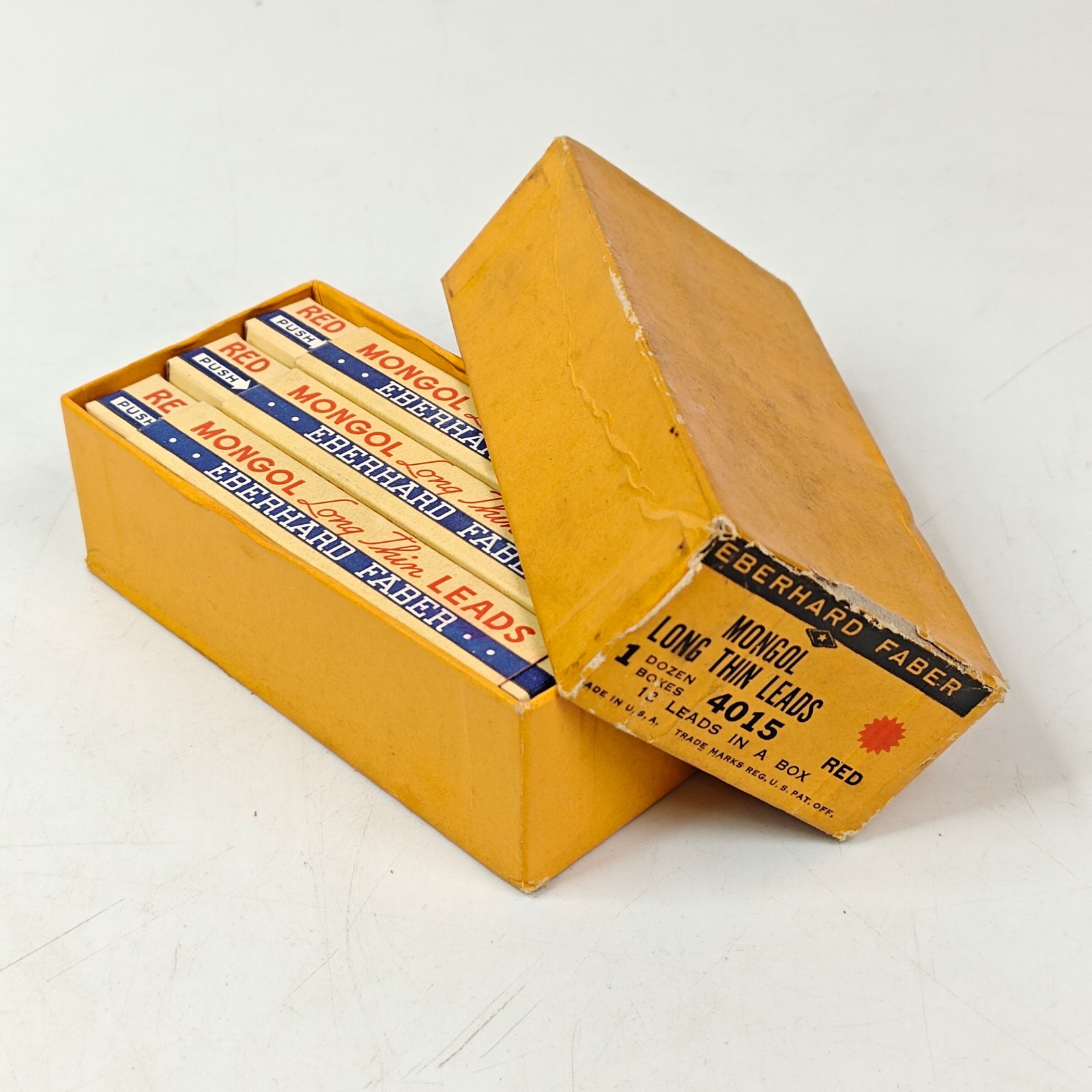 Vintage NOS Box 4015 Red Eberhard Faber Mongol Long Thin Pencil Lead Refills Vintage NOS Box 4015 Red Eberhard Faber Mongol Long Thin Pencil Lead Refills