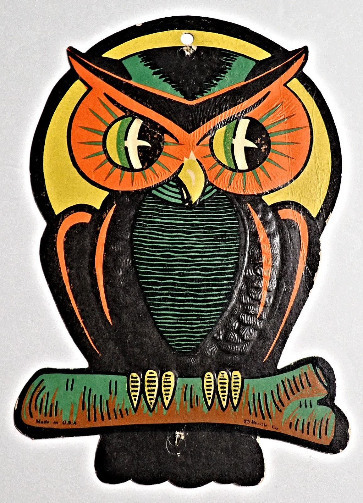Vintage Halloween Owl BEISTLE CO Deeply Embossed Die Cut Cardboard Decoration Vintage Halloween Owl BEISTLE CO Deeply Embossed Die Cut Cardboard Decoration