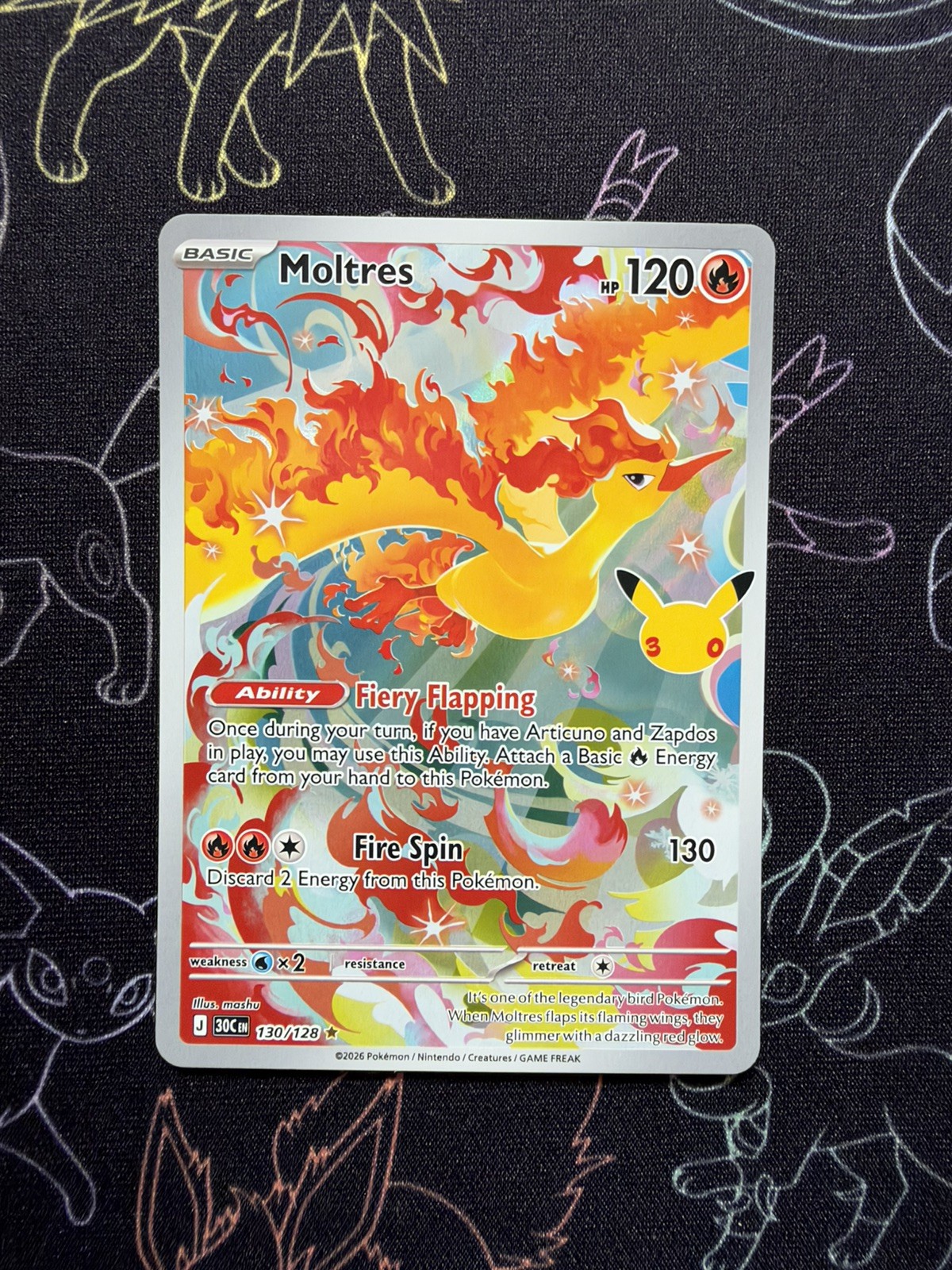 Pokémon TCG - 30th Anniversary - Moltres - 130/128 - Illustration Rare - NM/MT Pokémon TCG - 30th Anniversary - Moltres - 130/128 - Illustration Rare - NM/MT