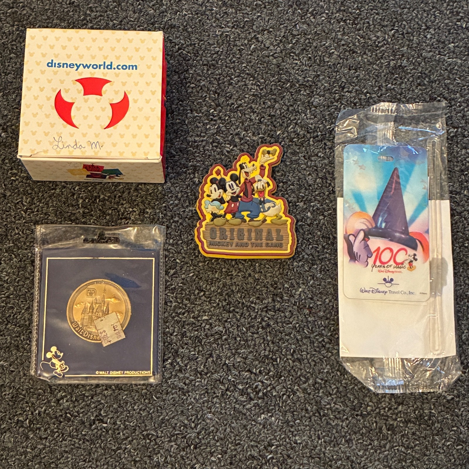 Vintage Disney Memorabilia Lot 1970s Disney World Bronze Coin Pin  Magnet