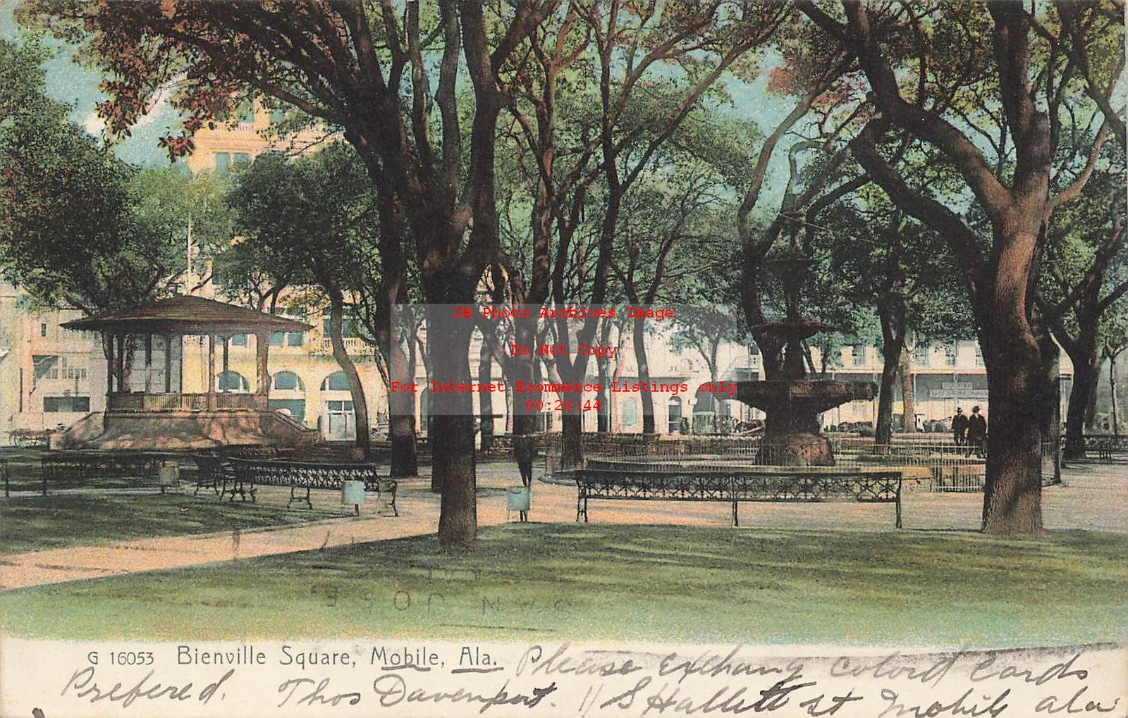 AL, Mobile, Alabama, Bienville Square, 1907 PM, Rotograph No G 16053