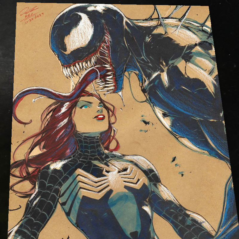 Mary Jane x Venom Art Print Signed 8.5x11 | Art by Keyeske