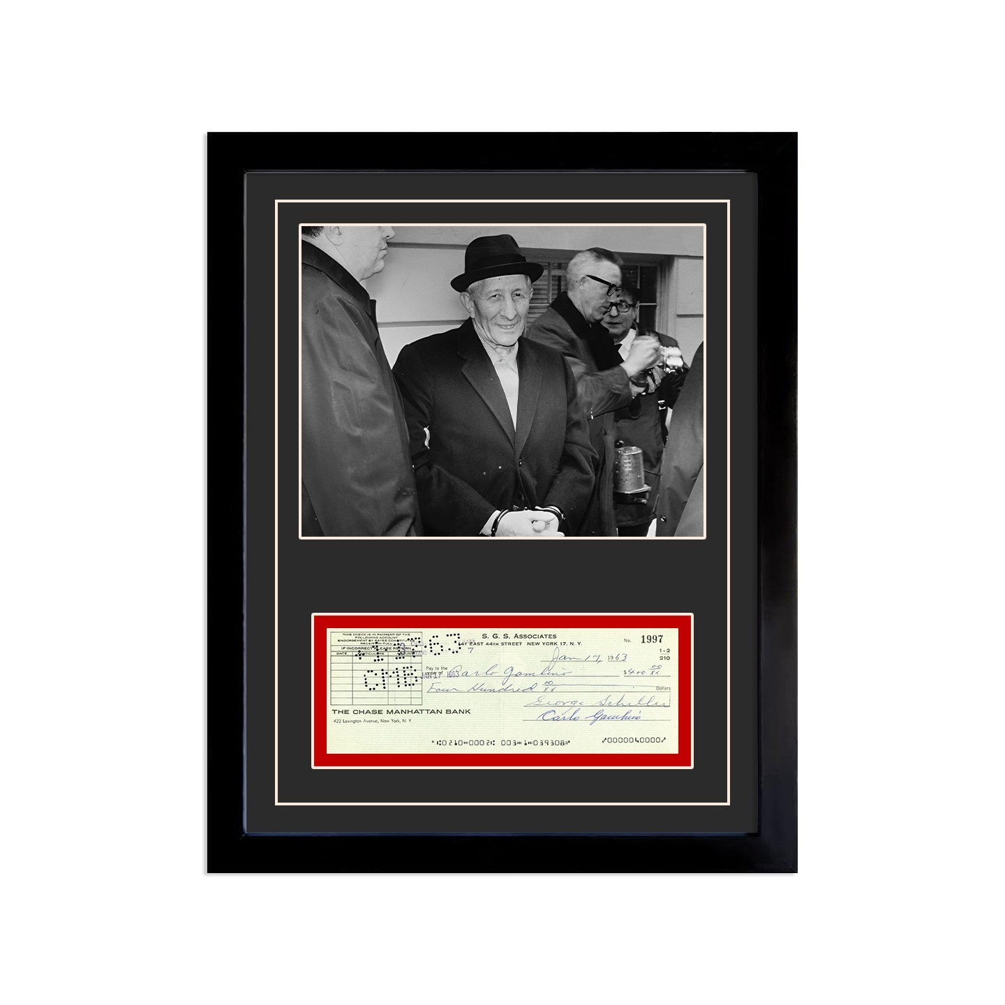 Carlos Gambino Reproduction Signed Cancelled Check Framed Display Carlos Gambino Reproduction Signed Cancelled Check Framed Display