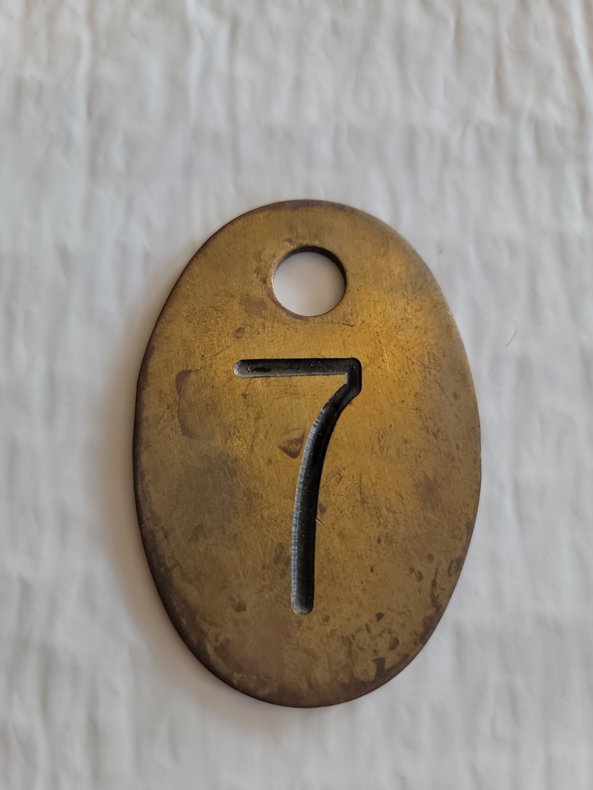 Antique / Vintage Solid Brass Cow Cattle Number Tag #7