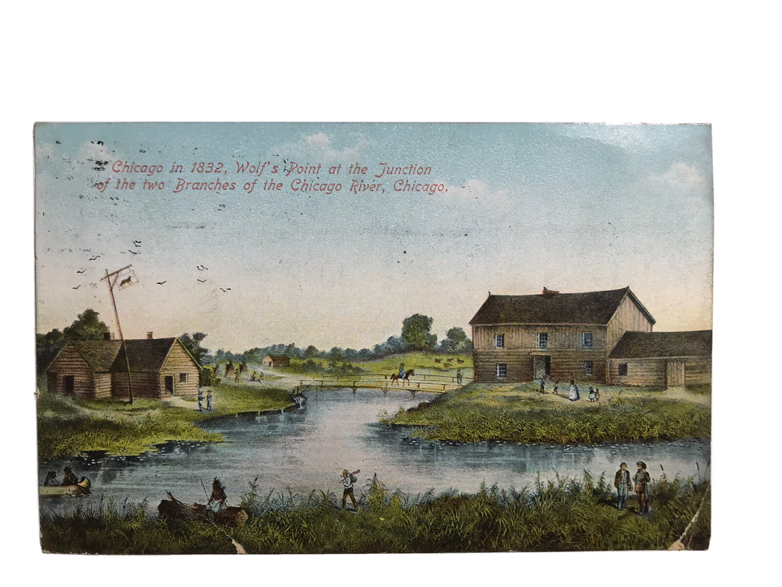1909 Wolf’s Point At The Junction Of The Two Branches Of The Chicago Postcard
