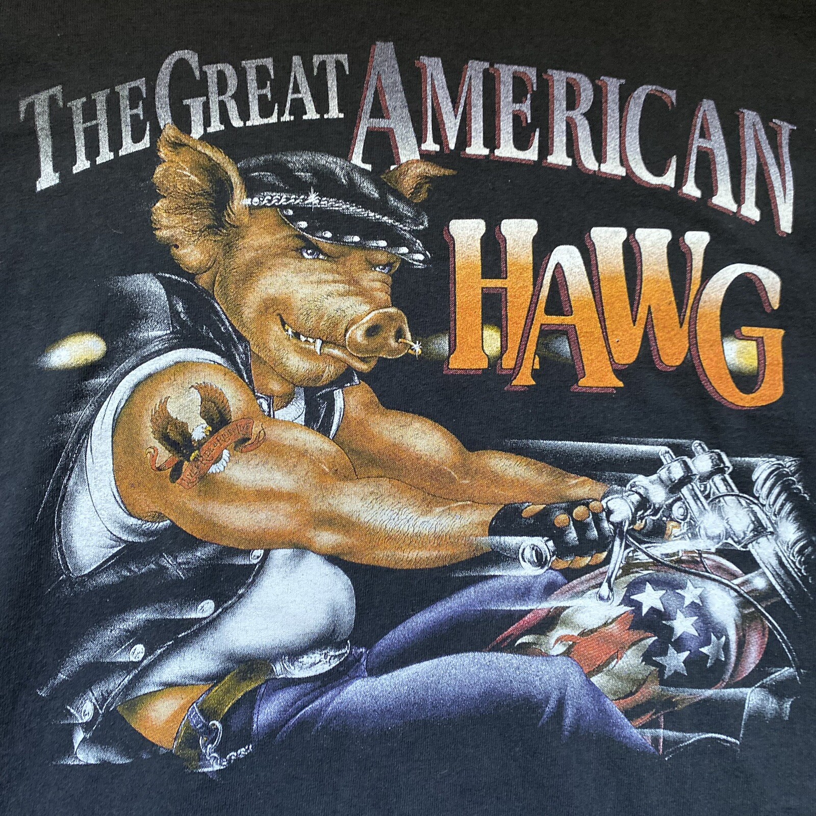 VTG Great American Hawg Motorcycle Rider Shirt 2XL Long Sleeve Berlin Germany