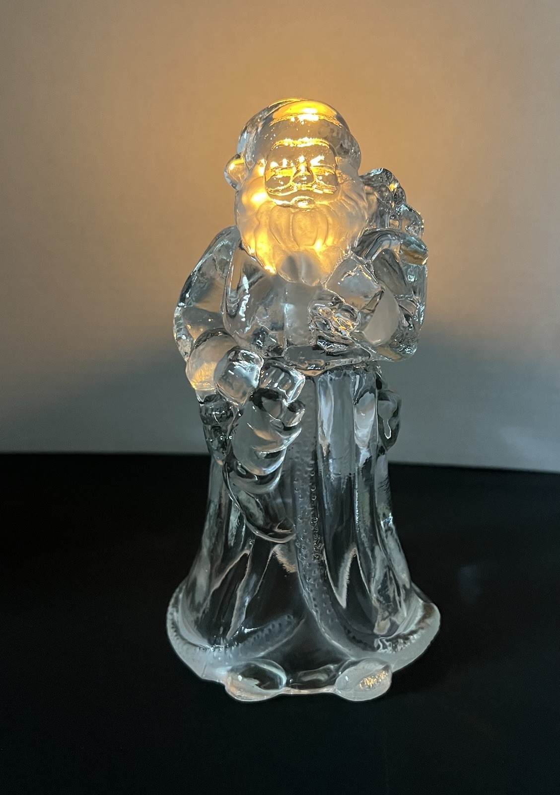 Vintage Santa Claus Clear Solid Glass Candleholder Votive Holiday Frosted 7”H Vintage Santa Claus Clear Solid Glass Candleholder Votive Holiday Frosted 7”H