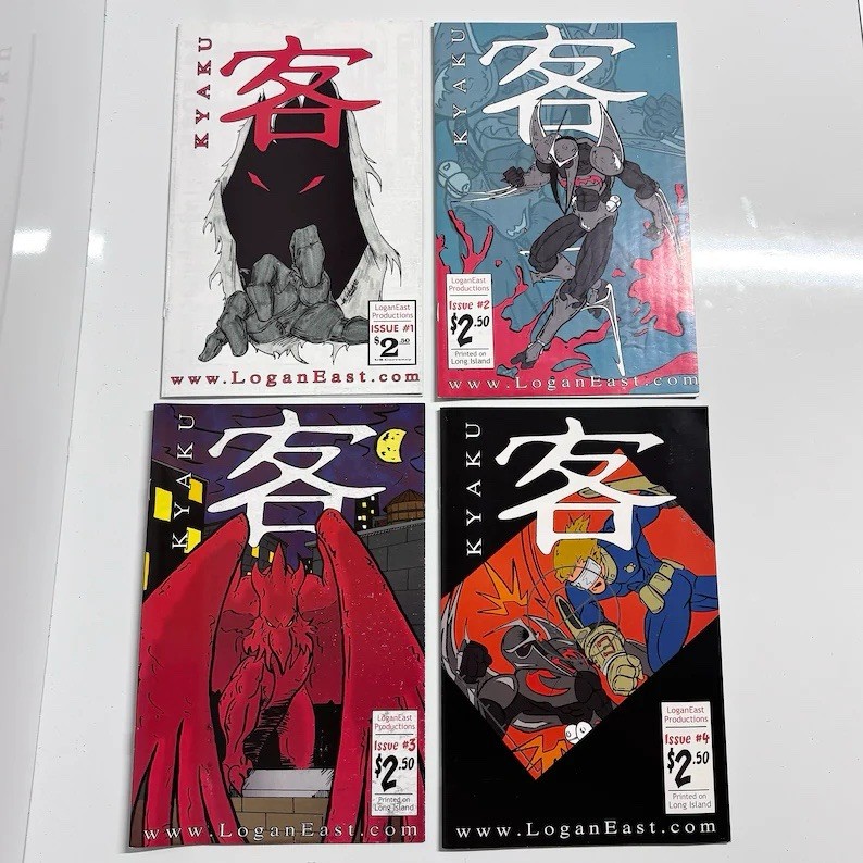 4pc Vintage 1999 Kyaku Indie Comic Book Set 1-4 Joe Williams Logan East Prod.