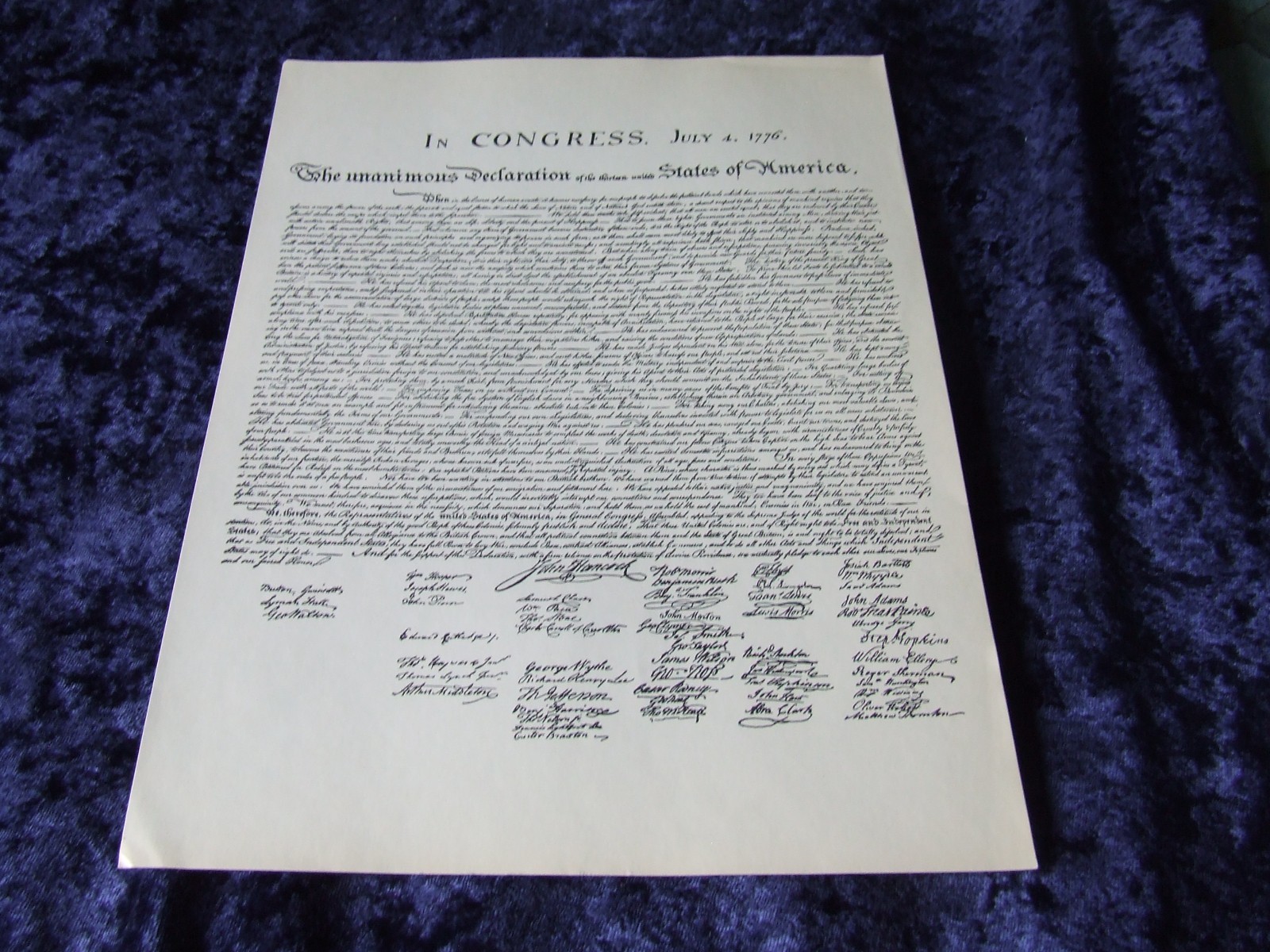 Vintage 1965 Declaration of Independence (Copy) Unframed Lithograph Style Print