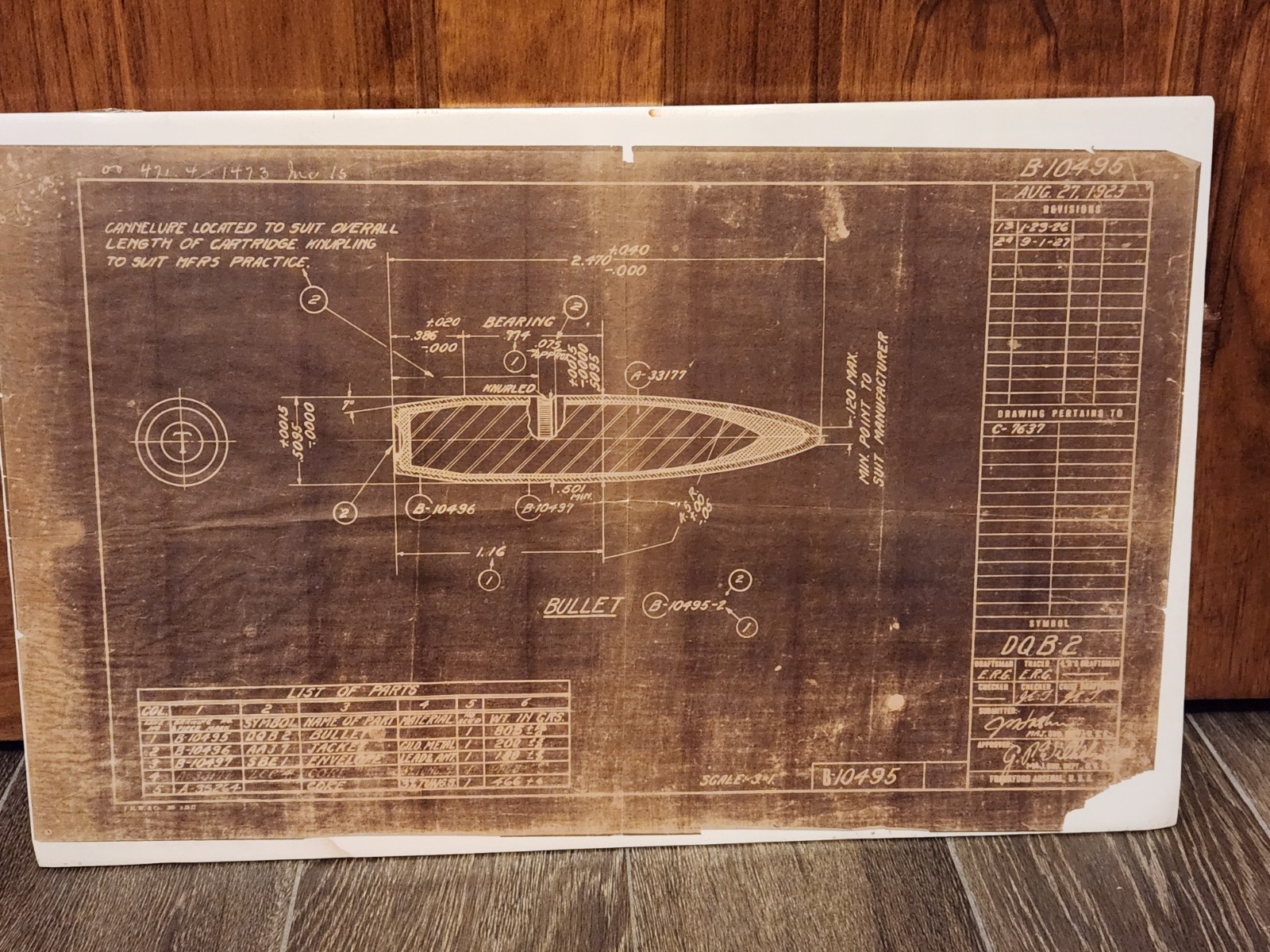 Vintage and VERY Rare Frankford Arsenal Technical Cartridge Production Drawing