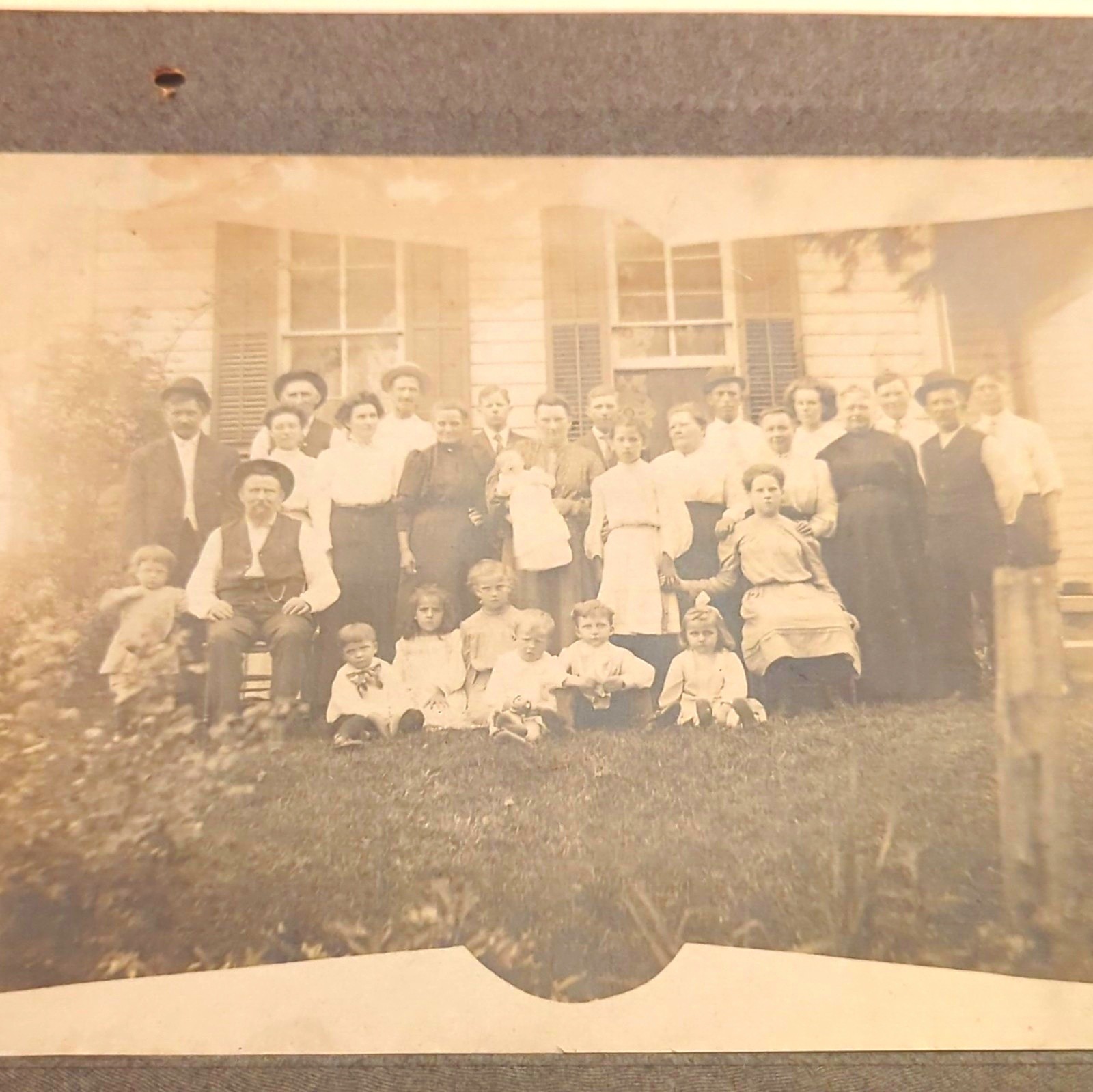 Vintage Sepia Family Group Portrait Photo Mounted Matted Documentary Landscape