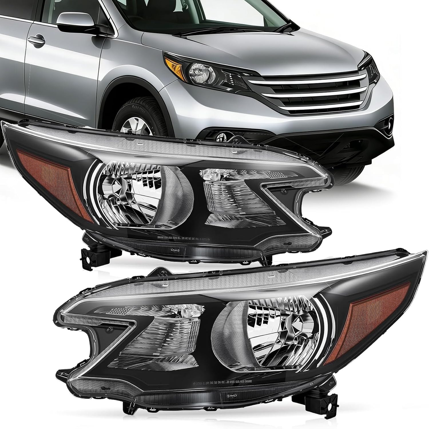 2Pcs Headlights Assembly Compatible with Honda CR-V 2012 2013 2014 Halogen Front