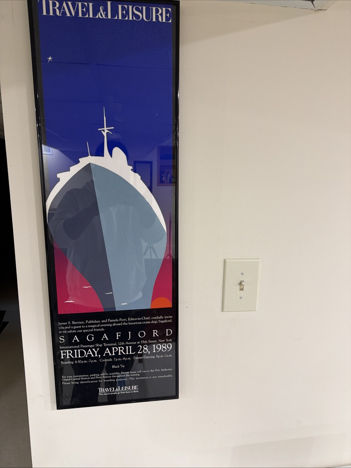 SAGAFJORD (Norwegian America) Frame 11 by 34 Inches Passenger Ship 1989 Details