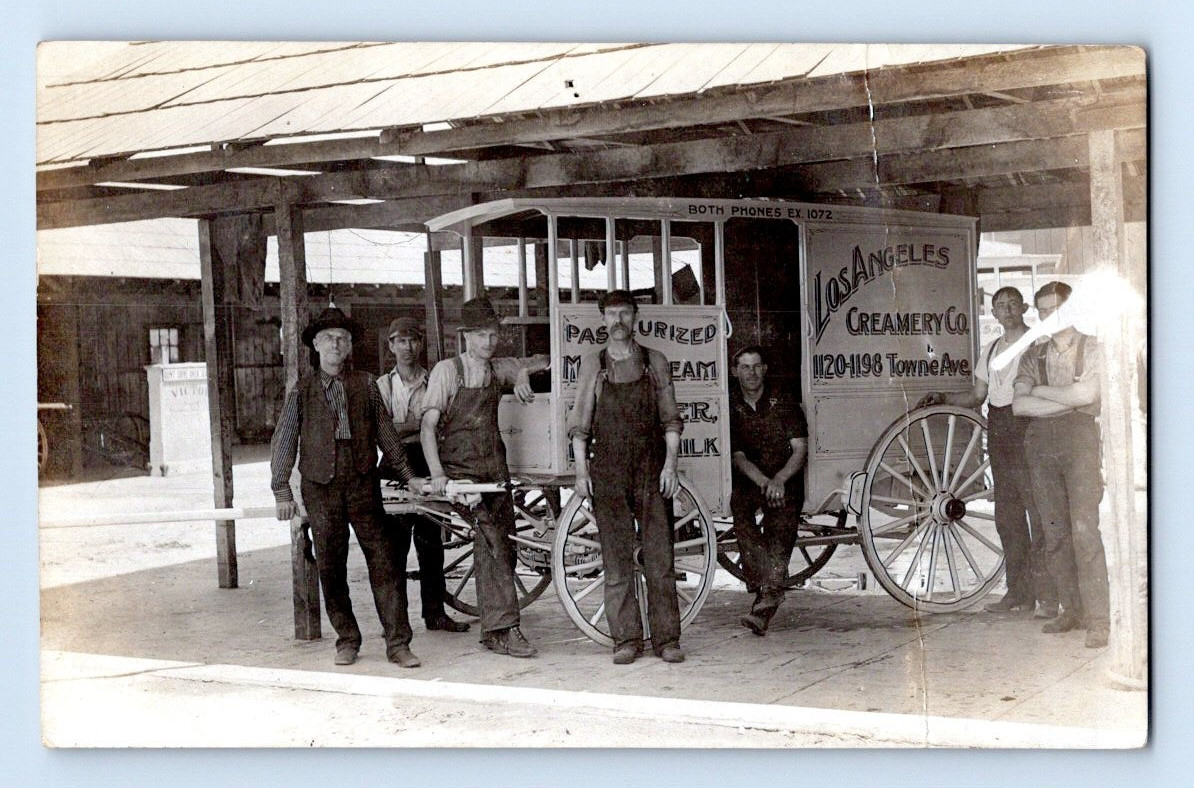 RPPC 1907. LOS ANGELES CREAMERY CO. DAIRY DELIVERY WAGON, CALIF. RARE  POSTCARD