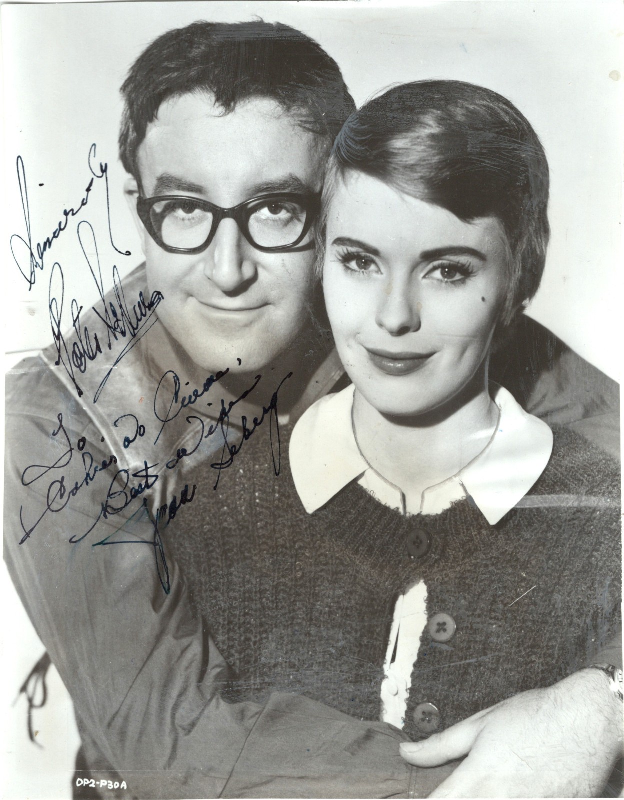 TRAGIC ACTRESS JEAN SEBERG & BRITISH COMEDIAN PETER SELLERS, RARE SIGNED PHOTO. TRAGIC ACTRESS JEAN SEBERG & BRITISH COMEDIAN PETER SELLERS, RARE SIGNED PHOTO.