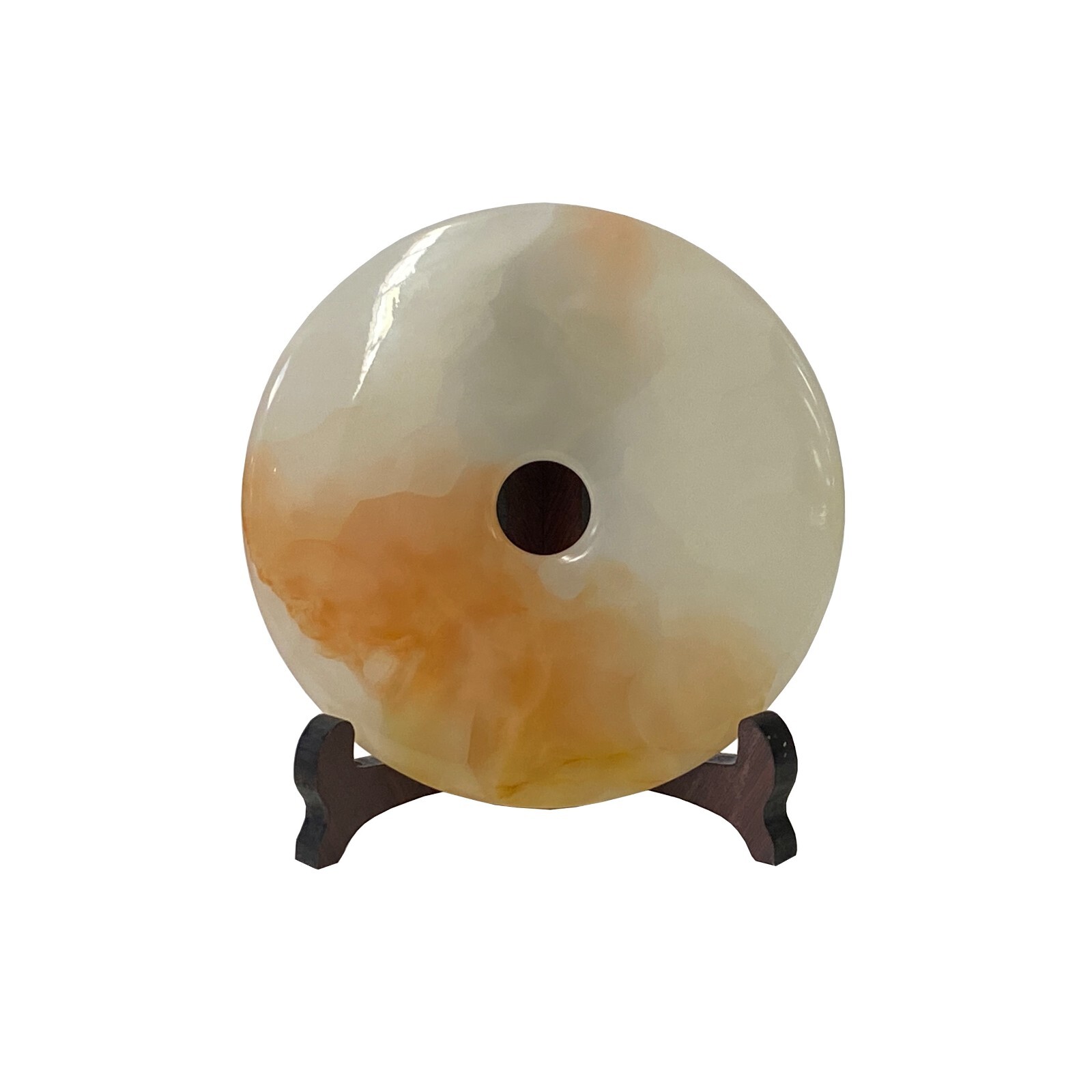 Natural White Brown Onyx Stone Round Fengshui Home Decor Display ws3177