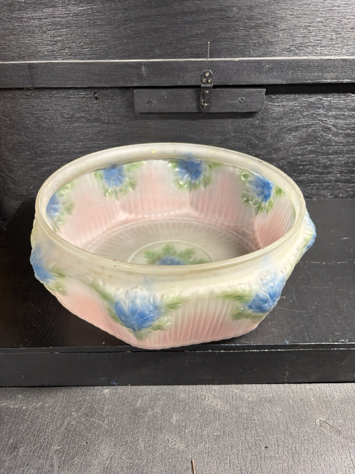 Vintage/Antique Frosted 13.5” Glass Ceiling Flush Mount Light Shade Floral Patt Vintage/Antique Frosted 13.5” Glass Ceiling Flush Mount Light Shade Floral Patt