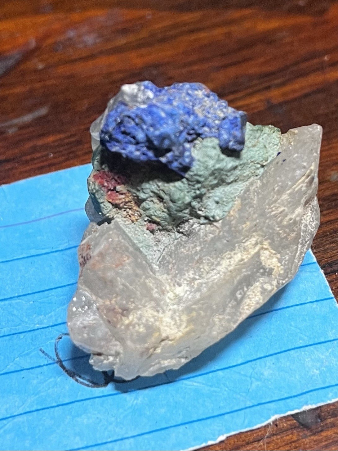 vibrant blue Azurite crystals )nodules) w/green Malachite clear Quartz matrix. vibrant blue Azurite crystals )nodules) w/green Malachite clear Quartz matrix.