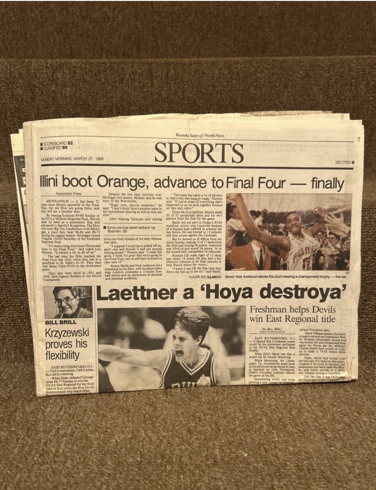 Vintage Duke Basketball Newspaper 