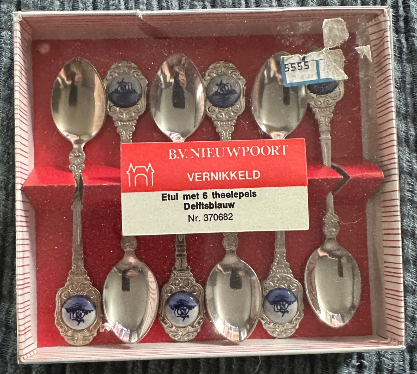 VTG Holland Souvenir Delft Windmill Spoon Set Lot Of (6) Nieuwpoort