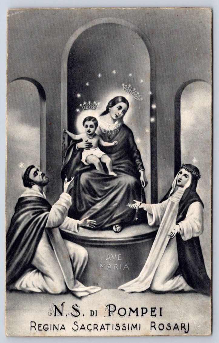 Antique Italy Postcard Our Lady of Pompeii Catholic Art 1940s Antique Italy Postcard Our Lady of Pompeii Catholic Art 1940s