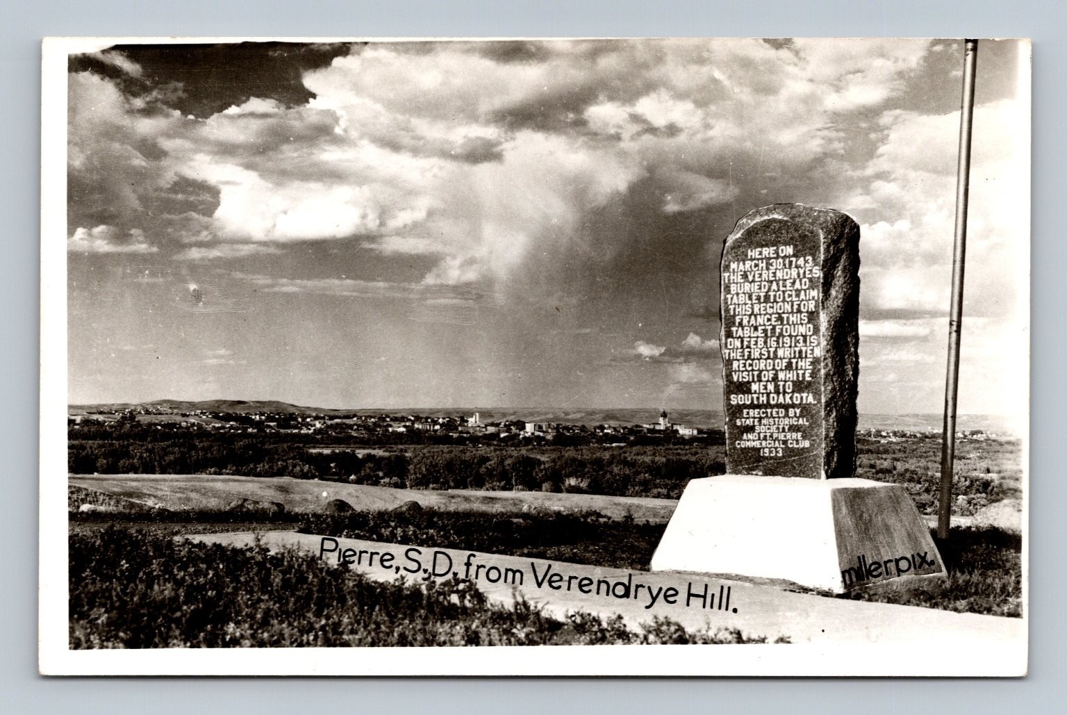 Pierre SD Verendrye Hill Monument RPPC Vintage Real Photo Postcard EKC Pierre SD Verendrye Hill Monument RPPC Vintage Real Photo Postcard EKC