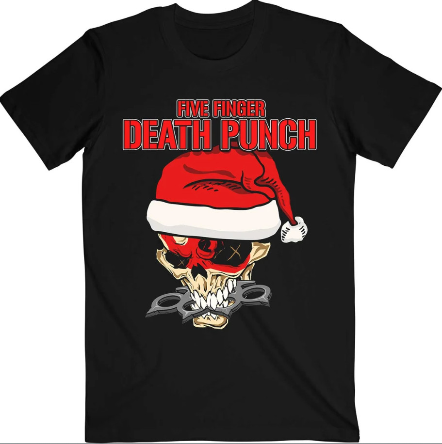 New  FIVE FINGER DEATH PUNCH T-Shirt Santa Knucklehead Short Sleeve
