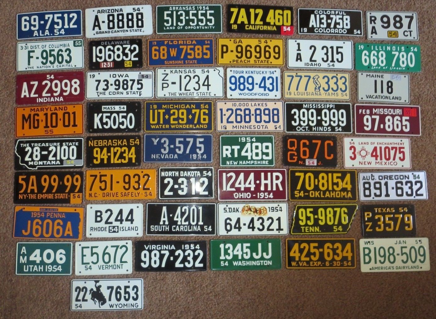 Vintage 1954 / 1955 Wheaties Miniature Bike State Metal License Plate sign Tag