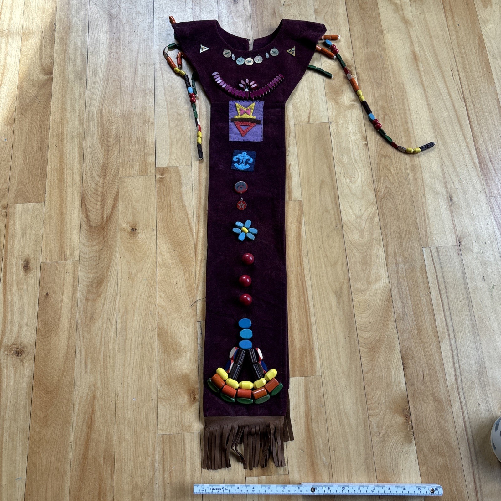 Vintage Camp Fire Girls Campfire Ceremonial Collar w/Beads & Patches Sash Medals
