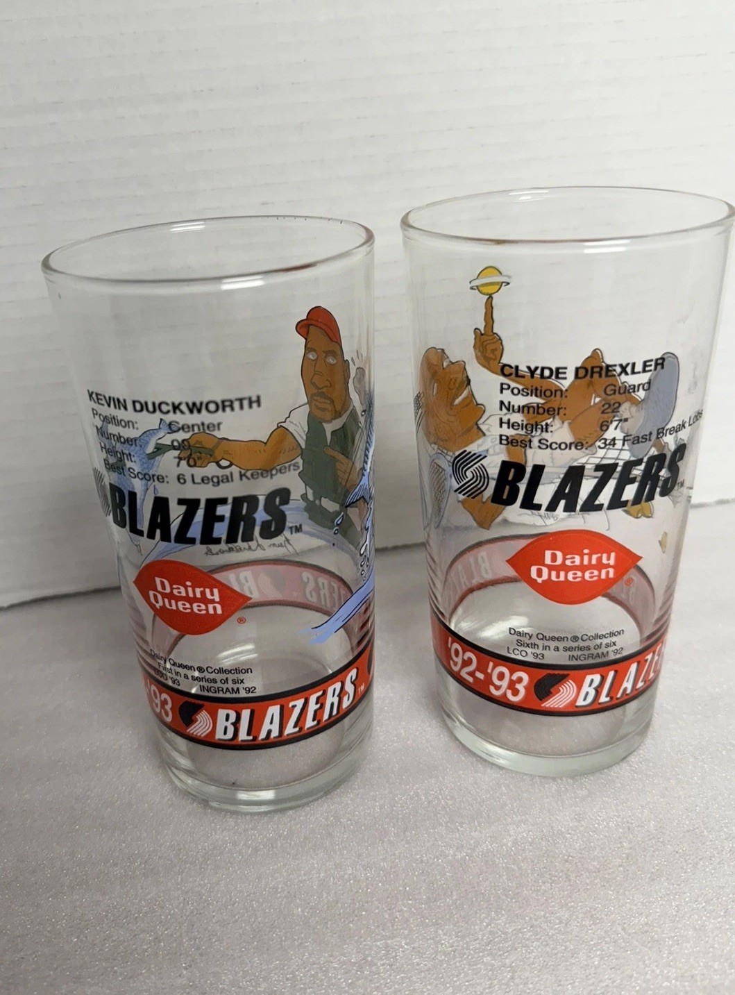 Vintage 1992 Portland Trail Blazers Dairy Queen - 2 NBA Glasses Clyde Drexler Vintage 1992 Portland Trail Blazers Dairy Queen - 2 NBA Glasses Clyde Drexler